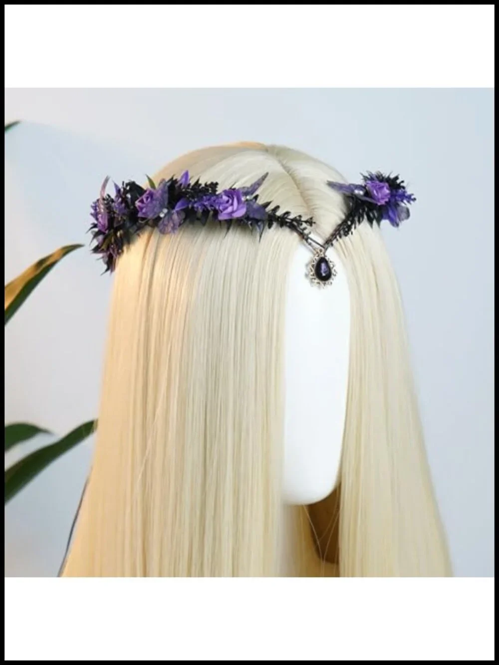 Gothic Butterfly Fairy Crown, Black Flower Elf Headpiece, Adjustable